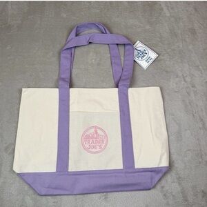 NWT Trader Joe's Lavender Purple Large Canvas Tote Bag Spring 2026